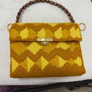 Vintage Style Yellow Patterned Handbag